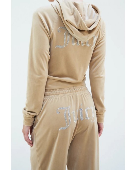 Juicy Couture Nomad Madison Diamante Velour Zip-Through Φούτερ Με Κουκούλα