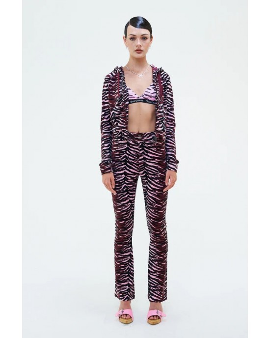 Juicy Couture Tawny Tiger Print Freya Zip Through Flared Παντελόνι Φόρμας
