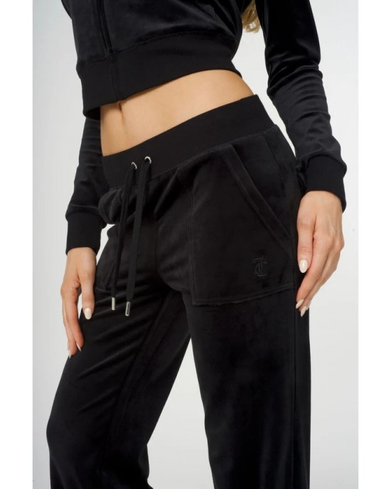 Juicy Couture Black Classic Velour Del Ray Pocketed Παντελόνι Φόρμας