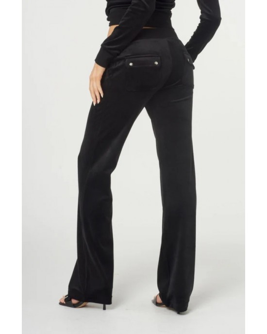 Juicy Couture Black Classic Velour Del Ray Pocketed Παντελόνι Φόρμας