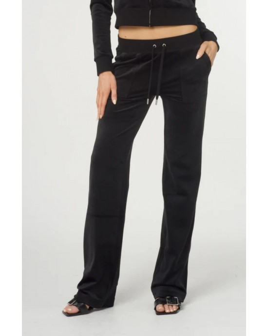 Juicy Couture Black Classic Velour Del Ray Pocketed Παντελόνι Φόρμας