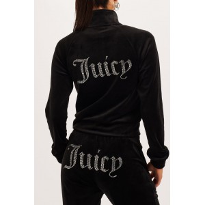 Juicy Couture Black Diamante Velour Παντελόνι Φόρμας