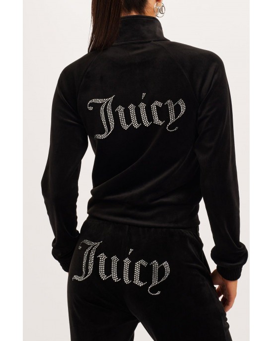 Juicy Couture Black Diamante Velour Παντελόνι Φόρμας