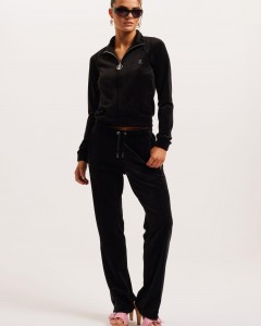 Juicy Couture Black Diamante Velour Παντελόνι Φόρμας