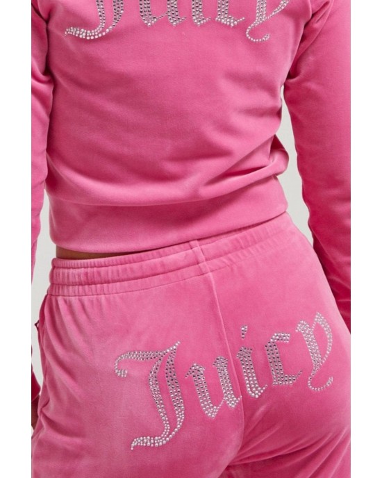 Juicy Couture Hot Pink Diamante Velour Παντελόνι Φόρμας