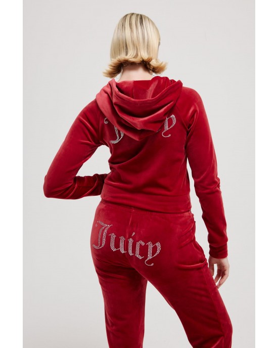 Juicy Couture Red Dahlia Diamante Velour Παντελόνι Φόρμας