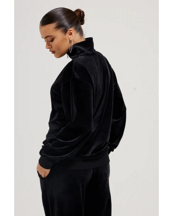 Juicy Couture Black Oversized Quarter Zip Classic Velour Μπλούζα Φόρμας