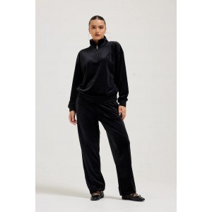 Juicy Couture Black Oversized Quarter Zip Classic Velour Μπλούζα Φόρμας