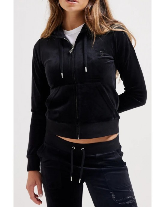 Juicy Couture Black Jewelled Classic Velour Robertson Ζακέτα Φόρμας