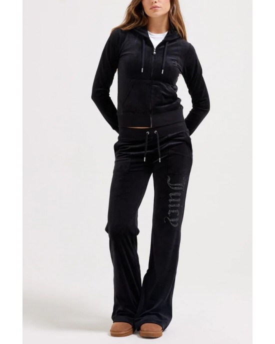 Juicy Couture Black Jewelled Classic Velour Robertson Ζακέτα Φόρμας