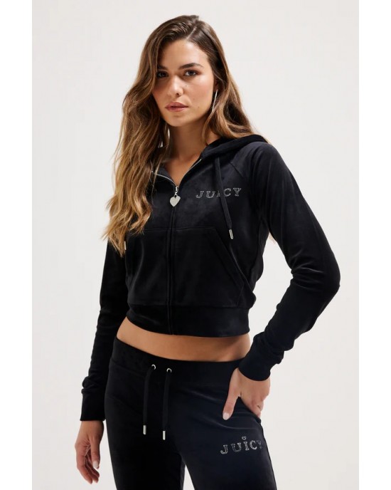 Juicy Couture Black Regal Diamante Cassic Velour Ζακέτα Φόρμας