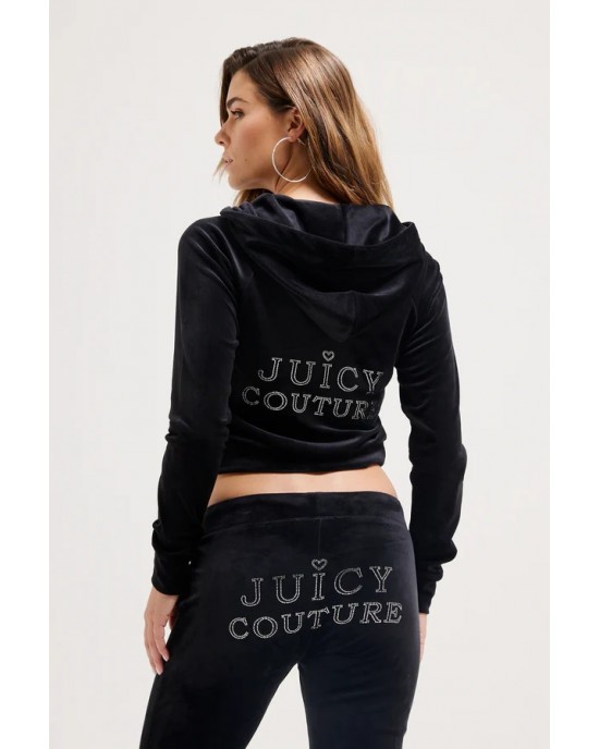 Juicy Couture Black Regal Diamante Cassic Velour Ζακέτα Φόρμας