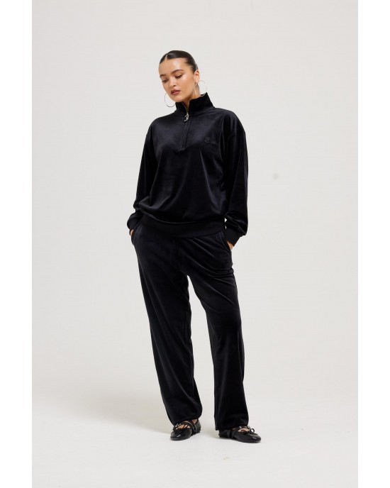 Juicy Couture Black Classic Velour Cuffed Relaxed Joggers Παντελόνι Φόρμας