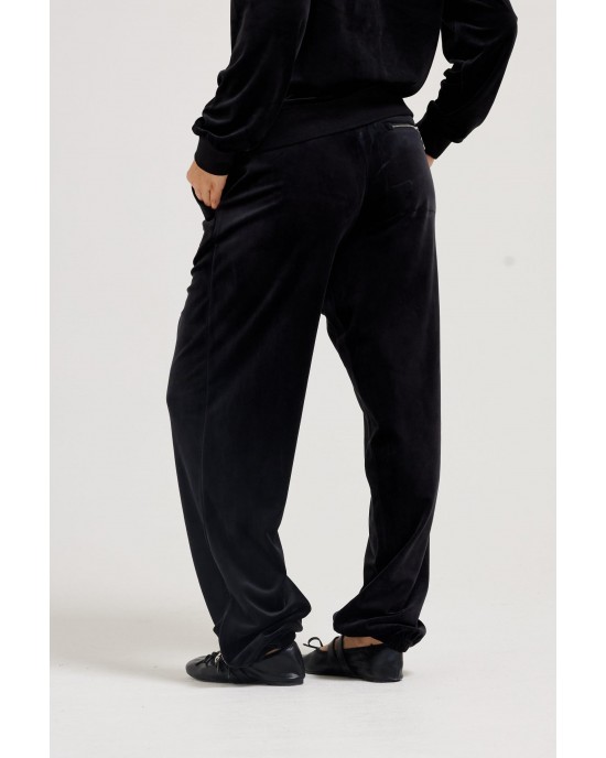 Juicy Couture Black Classic Velour Cuffed Relaxed Joggers Παντελόνι Φόρμας