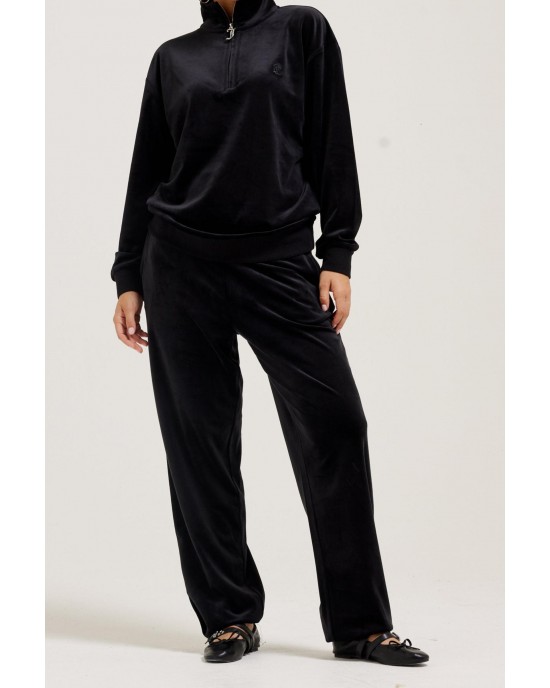 Juicy Couture Black Classic Velour Cuffed Relaxed Joggers Παντελόνι Φόρμας