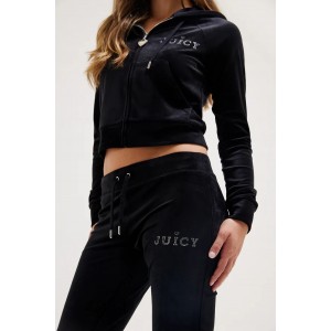 Juicy Couture Black Regal Diamante Classic Velour Παντελόνι Φόρμας