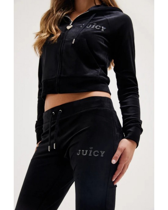 Juicy Couture Black Regal Diamante Classic Velour Παντελόνι Φόρμας