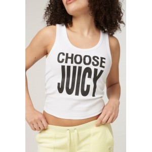 Juicy Couture Choose Juicy White Ribbed Vest Μπλούζα