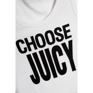 Juicy Couture Choose Juicy White Ribbed Vest Μπλούζα