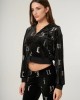 Juicy Couture Black Velour All Over Diamante Cropped Ζακέτα Φόρμας