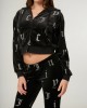 Juicy Couture Black Velour All Over Diamante Cropped Ζακέτα Φόρμας