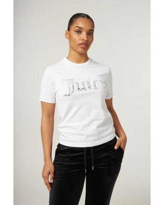 Juicy Couture Jewel Logo Girlfriend T-shirt White Μπλούζα