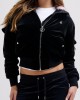 Juicy Couture Fur Rydell Black Velour Diamante Bomber Μπουφάν