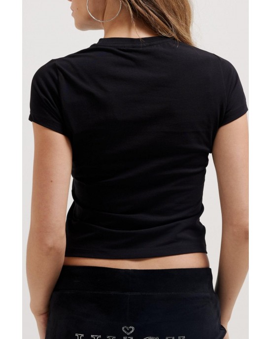 Juicy Couture Mon Amour T-shirt Jersey Fitted Black Μπλούζα