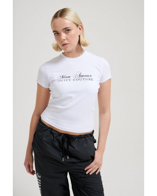 Juicy Couture Mon Amour T-shirt Jersey Fitted White Μπλούζα