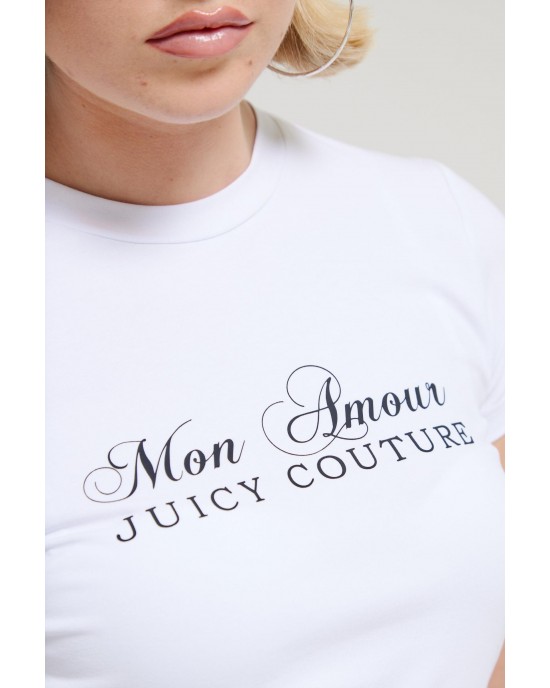 Juicy Couture Mon Amour T-shirt Jersey Fitted White Μπλούζα