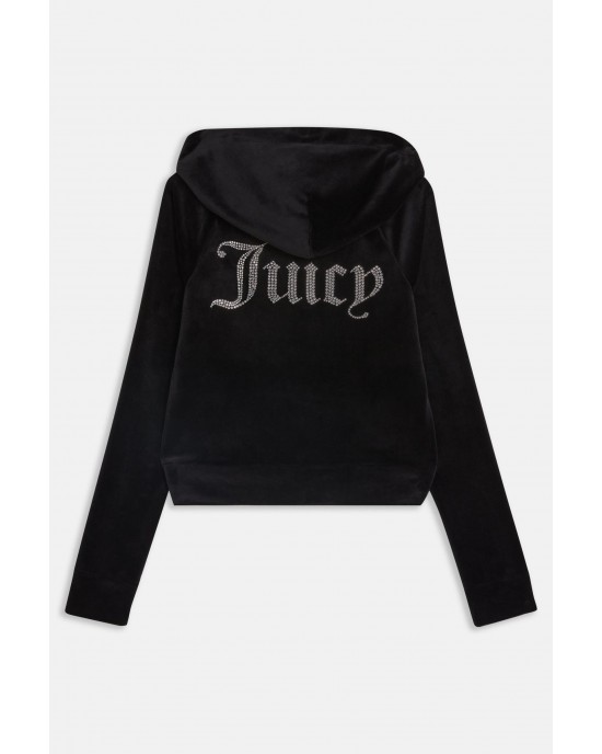 Juicy Couture Black Diamante Velour Zip-Through Ζακέτα Φόρμας