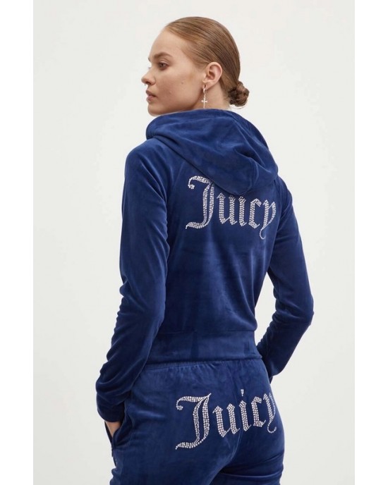 Juicy Couture Blue Depths Diamante Velour Zip-Through Ζακέτα Φόρμας