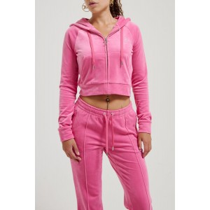 Juicy Couture Hot Pink Diamante Velour Zip-Through Ζακέτα Φόρμας