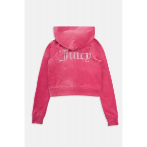 Juicy Couture Hot Pink Diamante Velour Zip-Through Ζακέτα Φόρμας