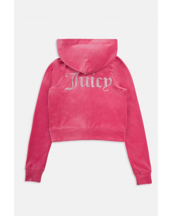 Juicy Couture Hot Pink Diamante Velour Zip-Through Ζακέτα Φόρμας