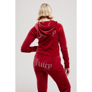 Juicy Couture Red Dahlia Diamante Velour Zip-through Ζακέτα Φόρμας