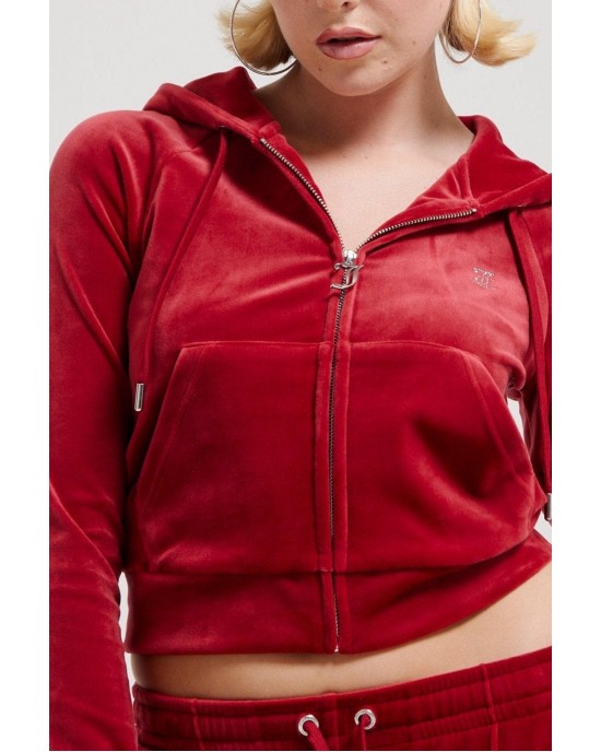 Juicy Couture Red Dahlia Diamante Velour Zip-through Ζακέτα Φόρμας