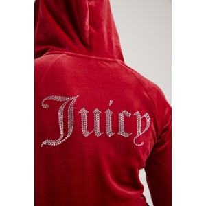Juicy Couture Red Dahlia Diamante Velour Zip-through Ζακέτα Φόρμας