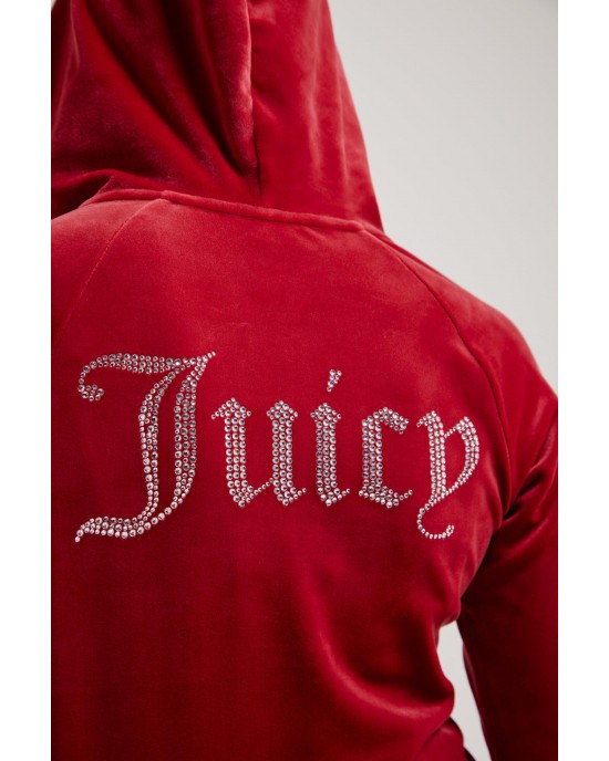 Juicy Couture Red Dahlia Diamante Velour Zip-through Ζακέτα Φόρμας