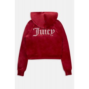 Juicy Couture Red Dahlia Diamante Velour Zip-through Ζακέτα Φόρμας