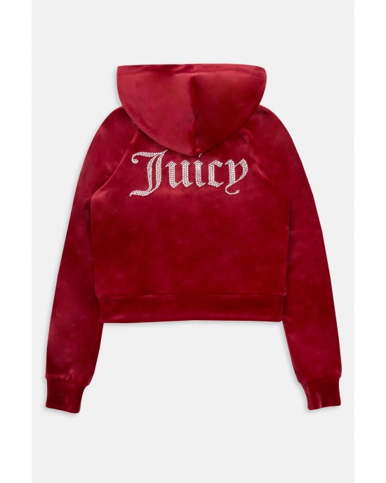 Juicy Couture Red Dahlia Diamante Velour Zip-through Ζακέτα Φόρμας