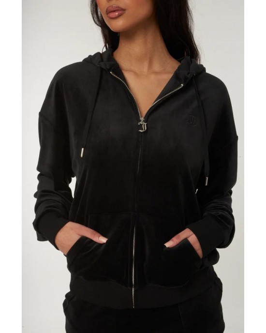 Juicy Couture Black Classic Velour Oversized Ζακέτα Φόρμας