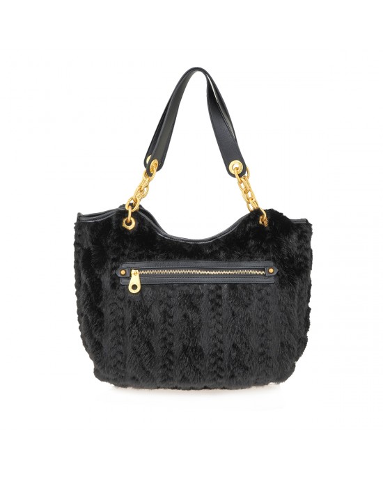 Juicy Couture Angel Fur Double Black Τσάντα Ώμου Juicy Couture Angel Fur Double Black Τσάντα Ώμου