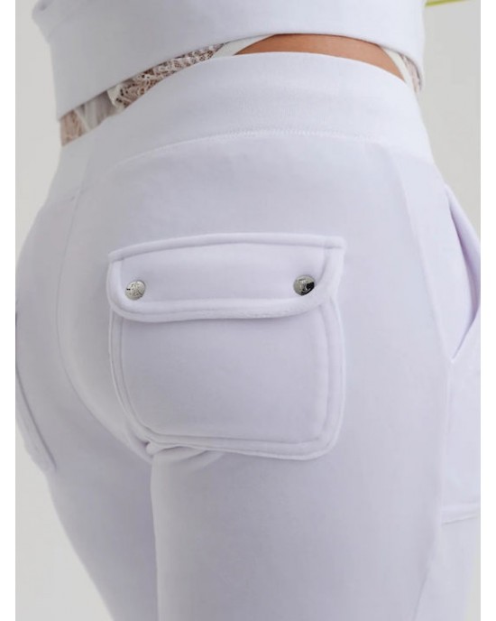 Juicy Couture White Classic Velour Del Ray Pocketed Παντελόνι Φόρμας