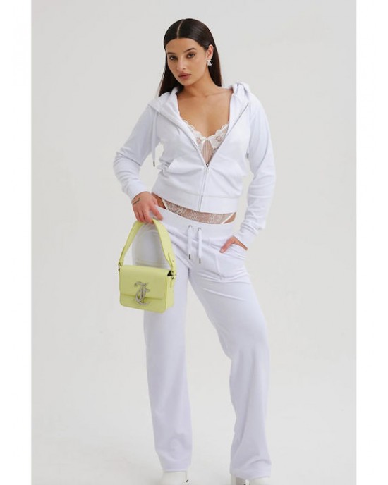 Juicy Couture White Classic Velour Del Ray Pocketed Παντελόνι Φόρμας