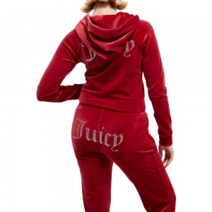 Juicy Couture Red Dahlia Diamante Velour Παντελόνι Φόρμας