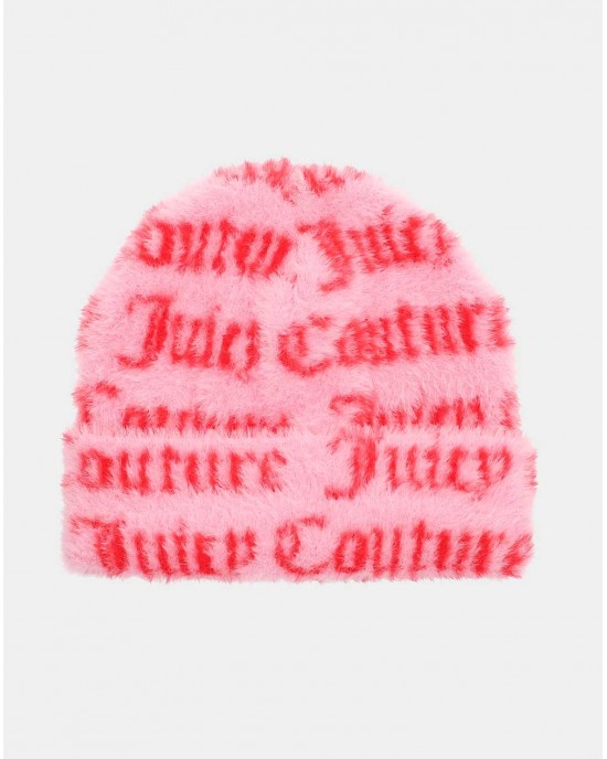 Juicy Couture Nicolette Intarsia Monogram Fluffy Σκουφί Cotton Candy