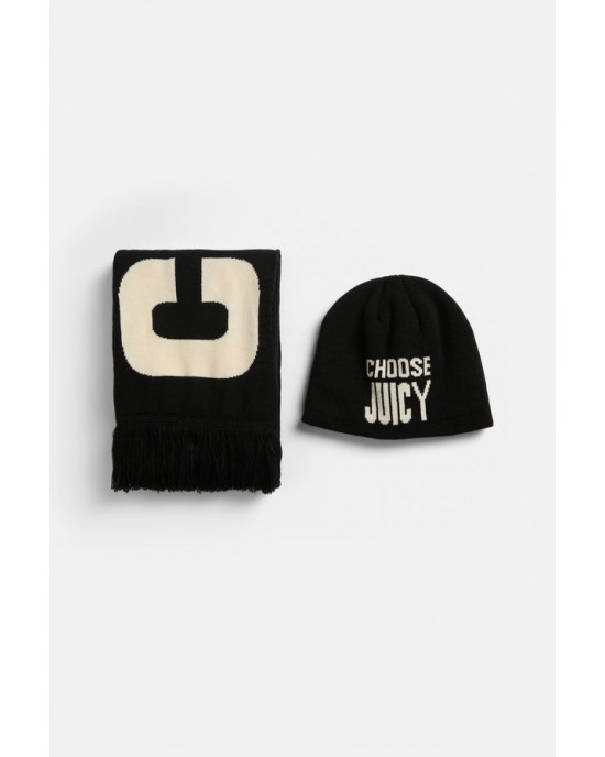 Juicy Couture Knitted Black Set Σκούφος & Κασκόλ Juicy Couture Knitted Black Set Σκούφος & Κασκόλ