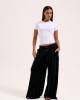Juicy Couture Black Wide Leg Classic Velour Track Παντελόνι