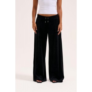 Juicy Couture Black Wide Leg Classic Velour Track Παντελόνι